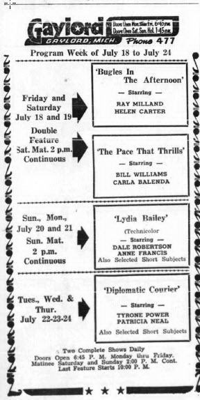 Gaylord Cinema - JULY 17 1952